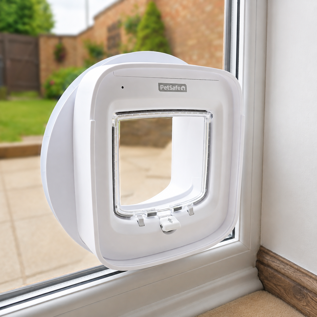 PetSafe Microchip Cat Flap with the cover frame installed