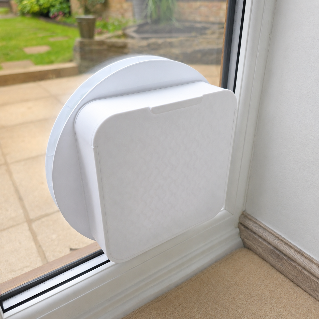 SureFlap Microchip Cat Flap with its sliding cover fully closed